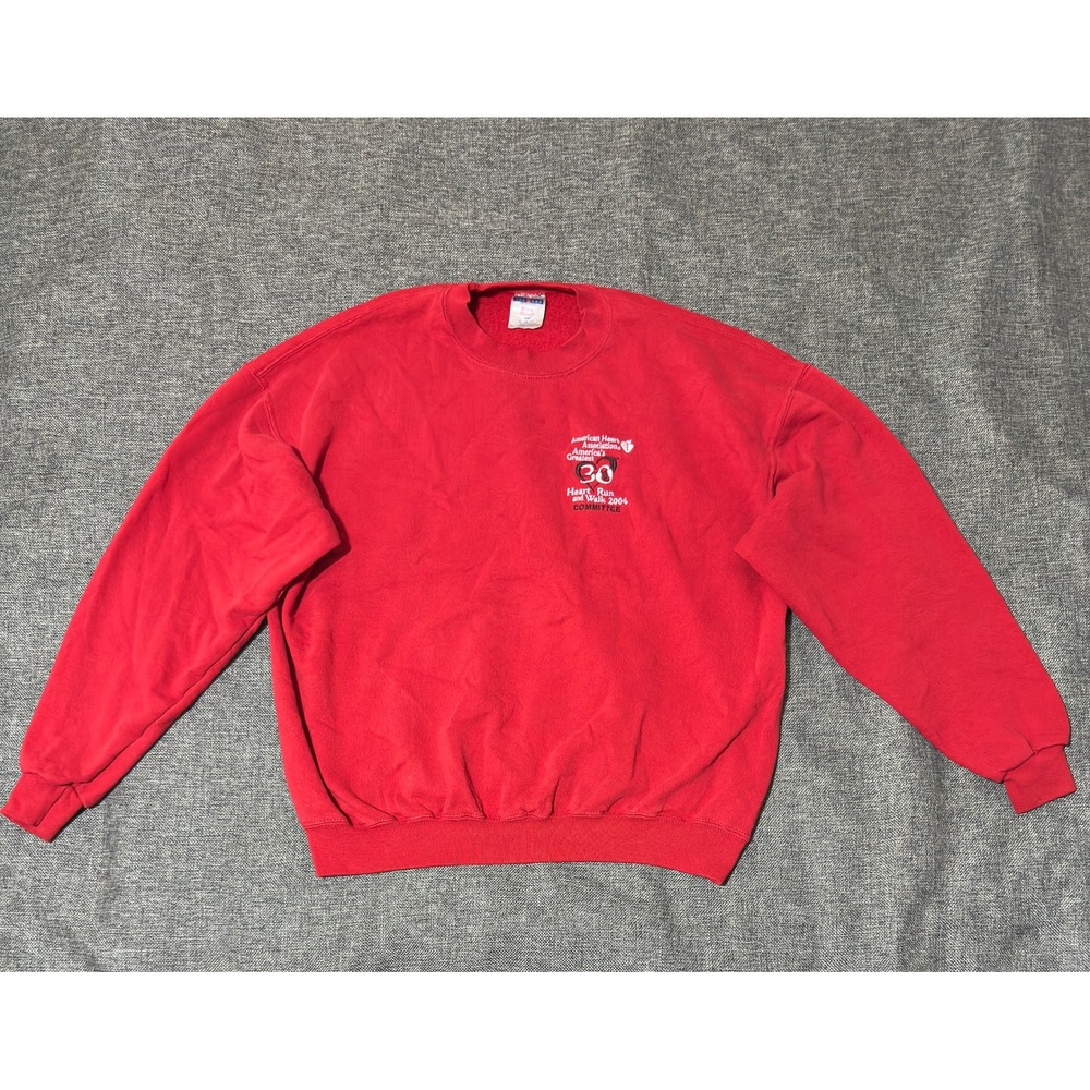 Jerzees Mens XL Sweatshirt Red American Heart Association Heart Run Walk 2004